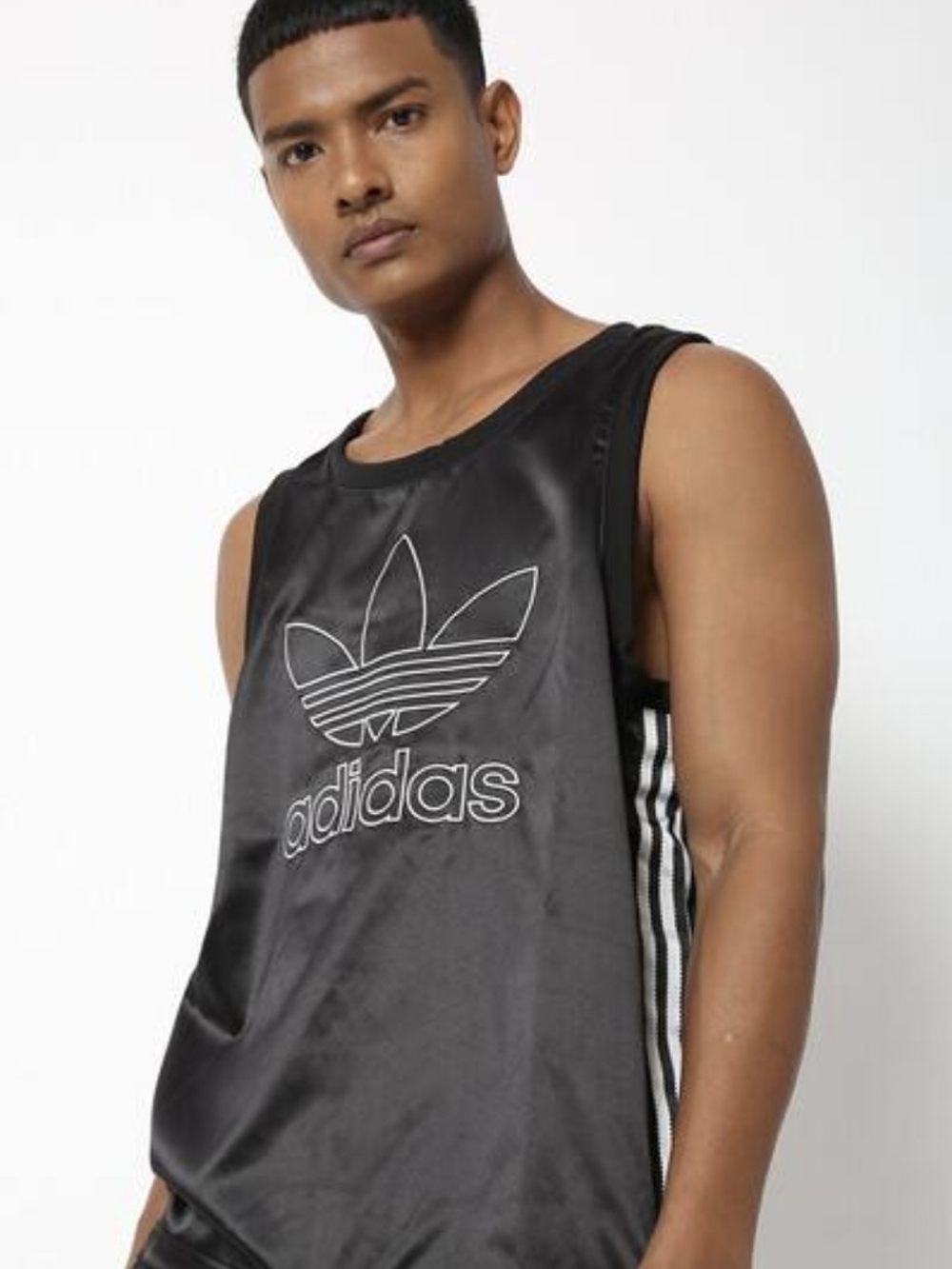 Men's XL adidas Black Satin Sleeveless Tank